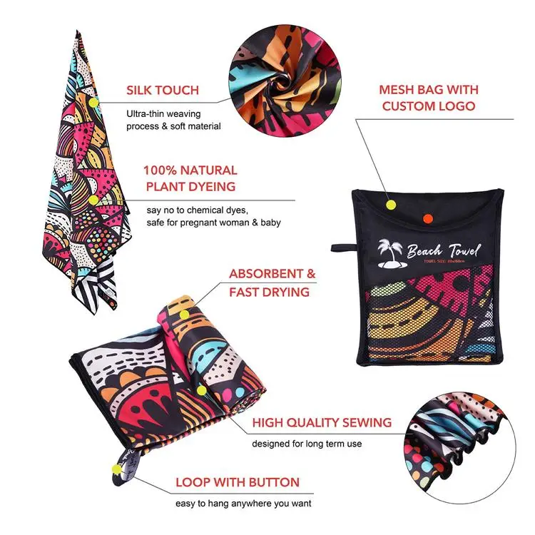 Custom Logo Large Over Sized Jacquard Printed Beach Towels Double Side Fleece Beach Towels