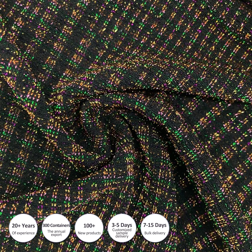 New product Nylon Lurex spandex shiny metallic lurex glitter knit textiles and fabrics for garment