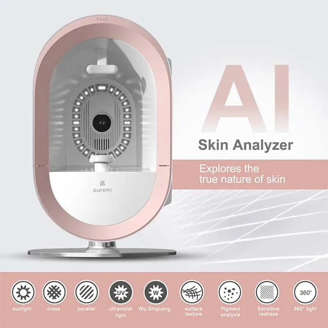 2024 Professional AI Skin Analyzer 3D Wrinkle Pigmentation Acne Facial Skin Analysis Beauty Machine with 19 languages