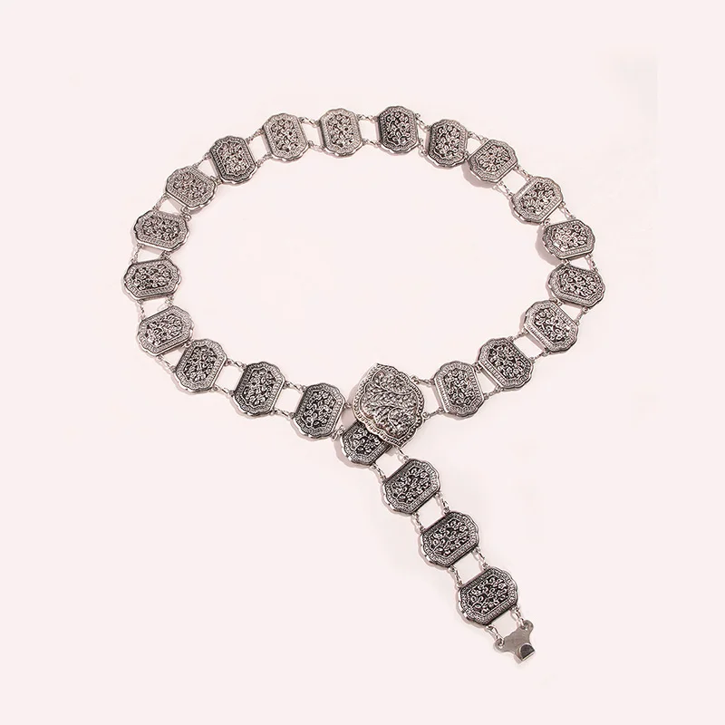 China manufacturing cheap women retro metal chain belt 105cm retro metal chain waist belt