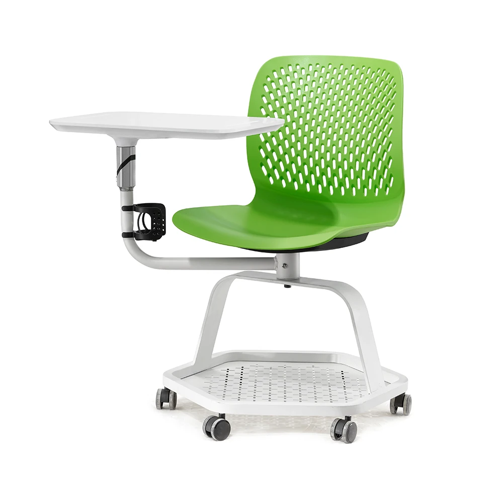 
Student Use Low-Back Armless Adjustable Swivel Ergonomic Home Office Student Computer Chair with Writing Pad 