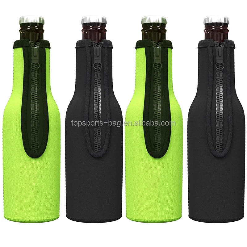 Thick Zipper Blank Neoprene Beer Bottle Holder Zip-up 12oz Beer Bottle Sleeve