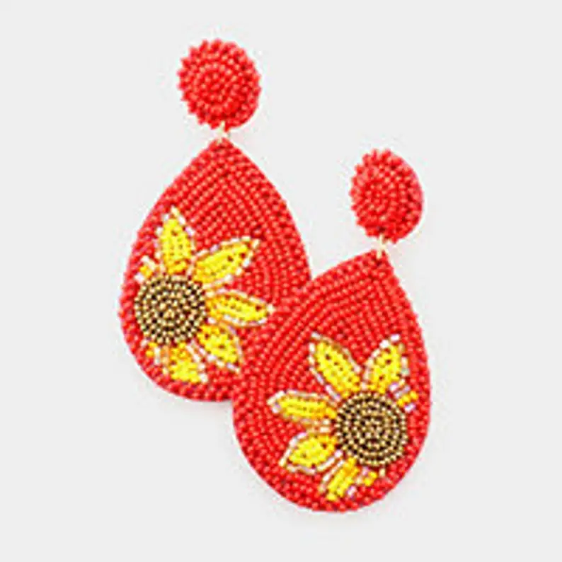 New fashion decorative party fashionable Seed Bead Sunflower Accented Teardrop Earring