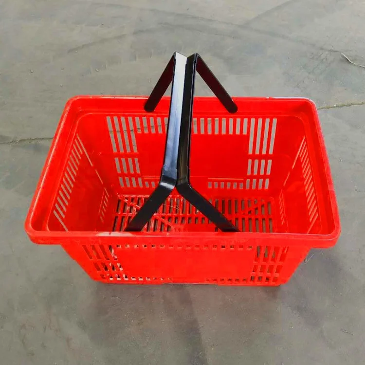 Hot sale 18L Cheap  plastic shopping basket with two handles