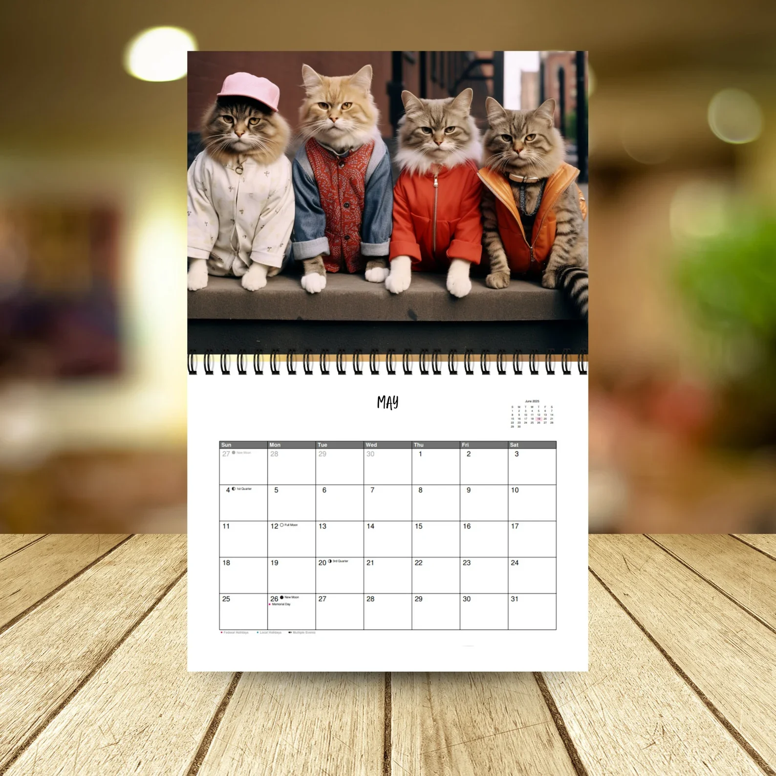 Wholesale 2025 Monthly Wall Calendar with Full Color Custom Design Braille Logo Style Photo Frame Calendar