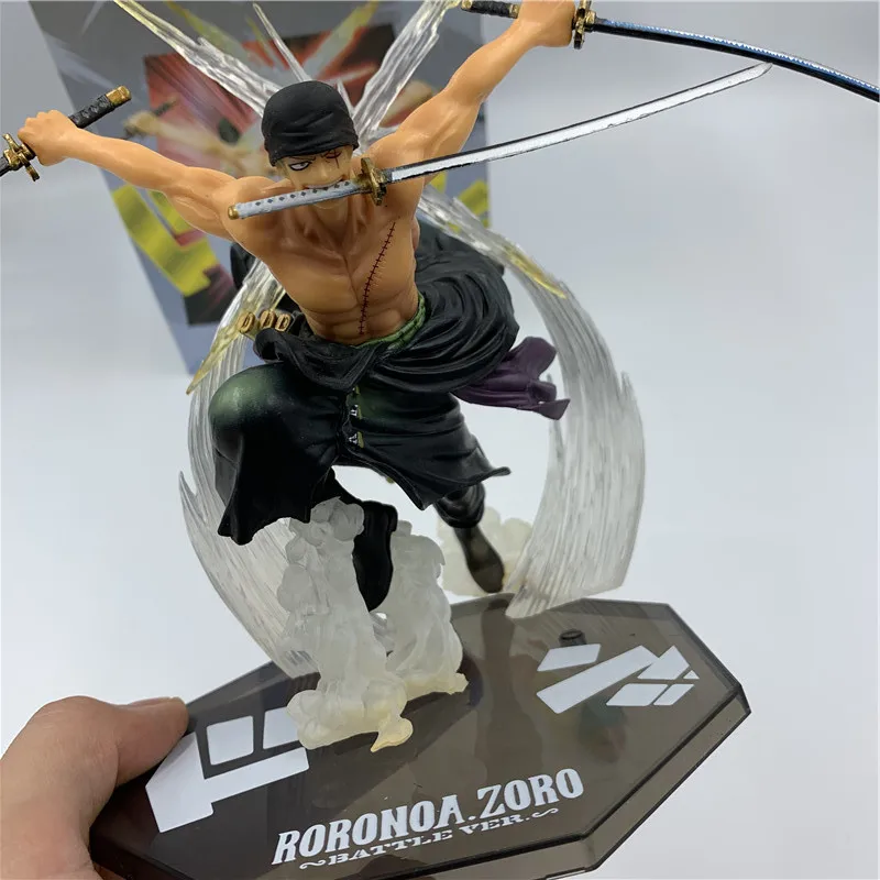Hot Sale Anime Roronoa Zoro Figure With Box 18CM Double Head Sword Anime Zoro Action Figure