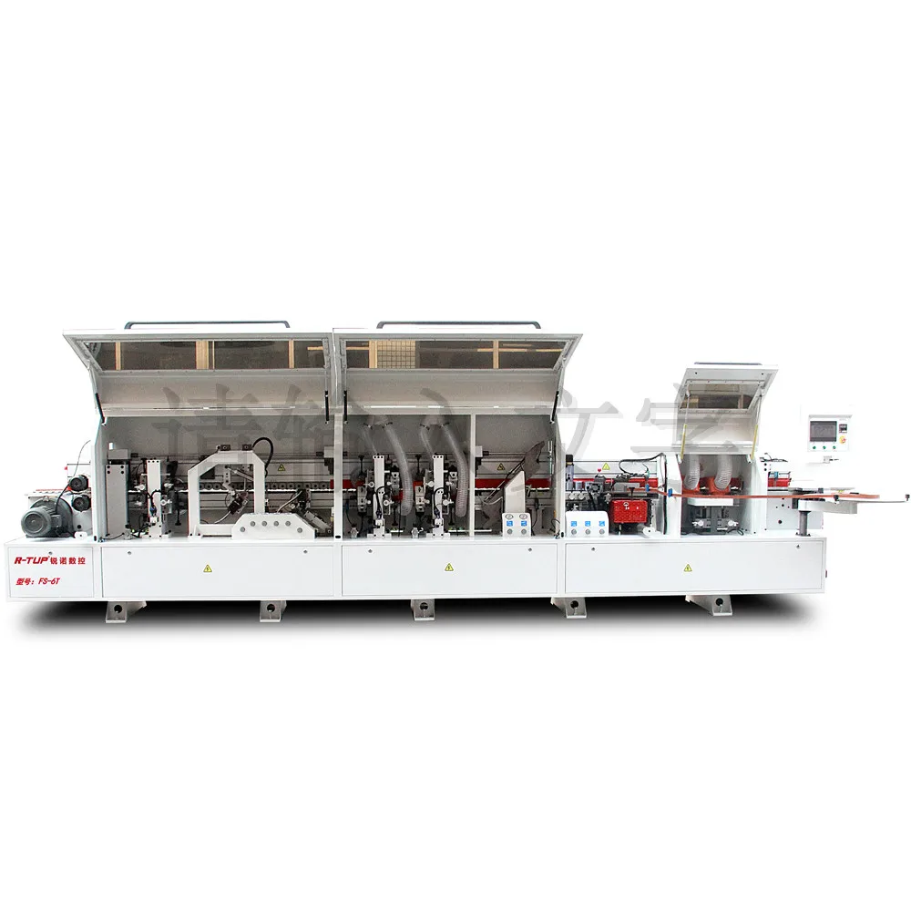 FS-6TGP full automatic edge banding machine from Guangdong for woodworking with triming corner rounding