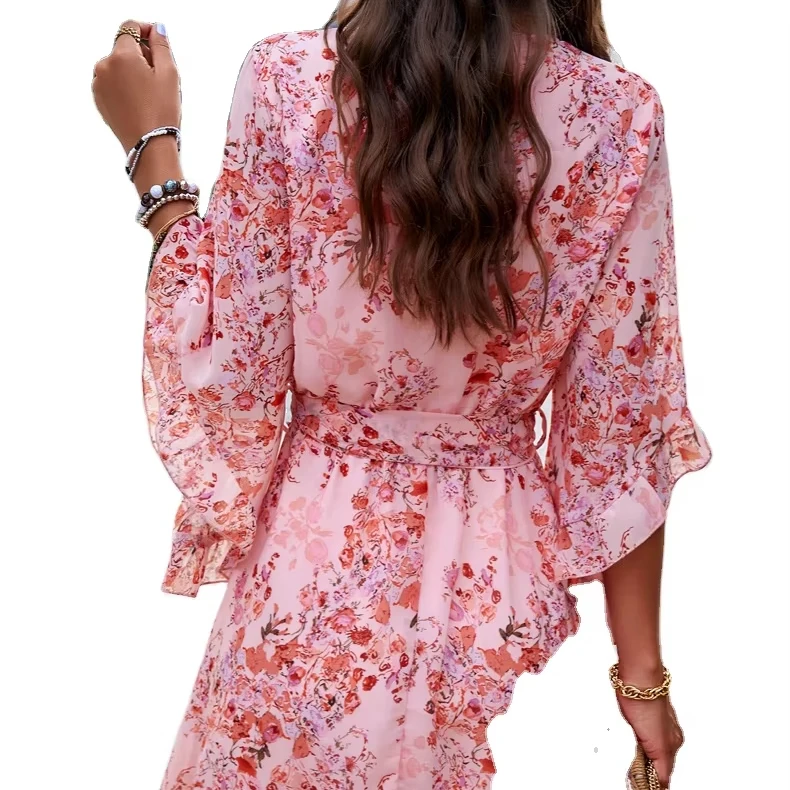 Ladies Boho Sexy Short Chiffon Dress Women Mini Casual Party Holiday Beach Summer Dress Women Sundress Female Robe Vestidos