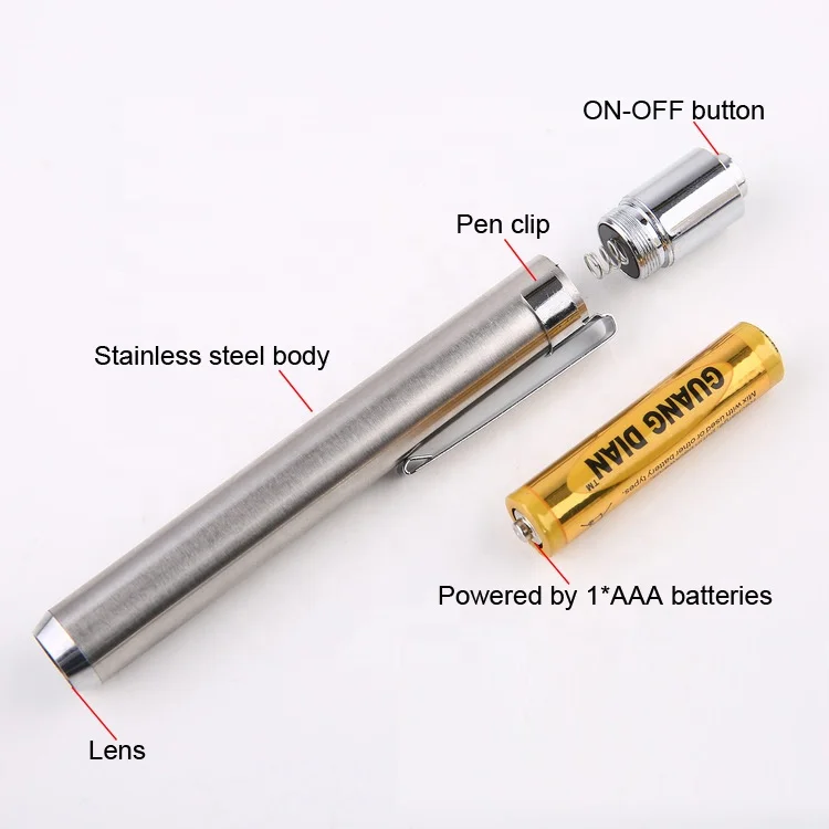 AAA Stainless Steel Torch 395NM 365NM Flashlight Portable Mini UV Pen light