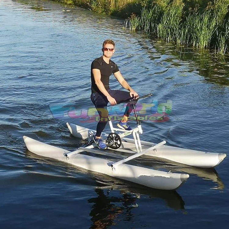 Inflatable water bike pedal bike sea banana boat sports equipment floating bicycle aluminum alloy water bike for sale
