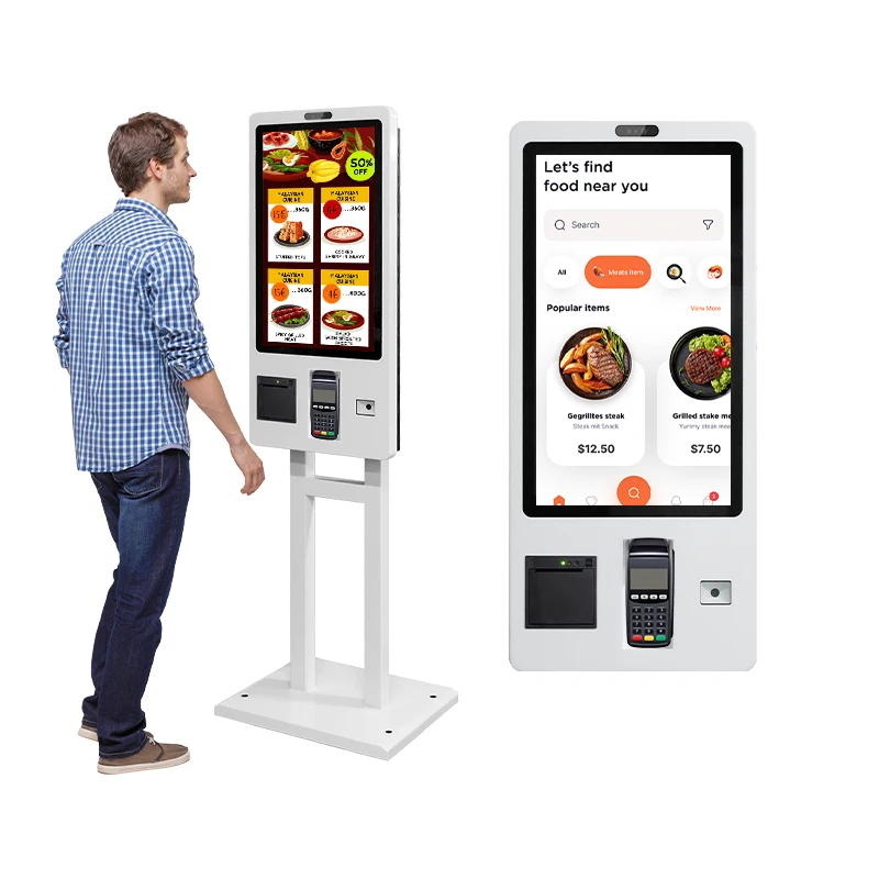 24 27 32 inch POS touch screen self checkout machine payment terminal mcdonalds fastfood self ordering kiosk for KFC/Restaurants