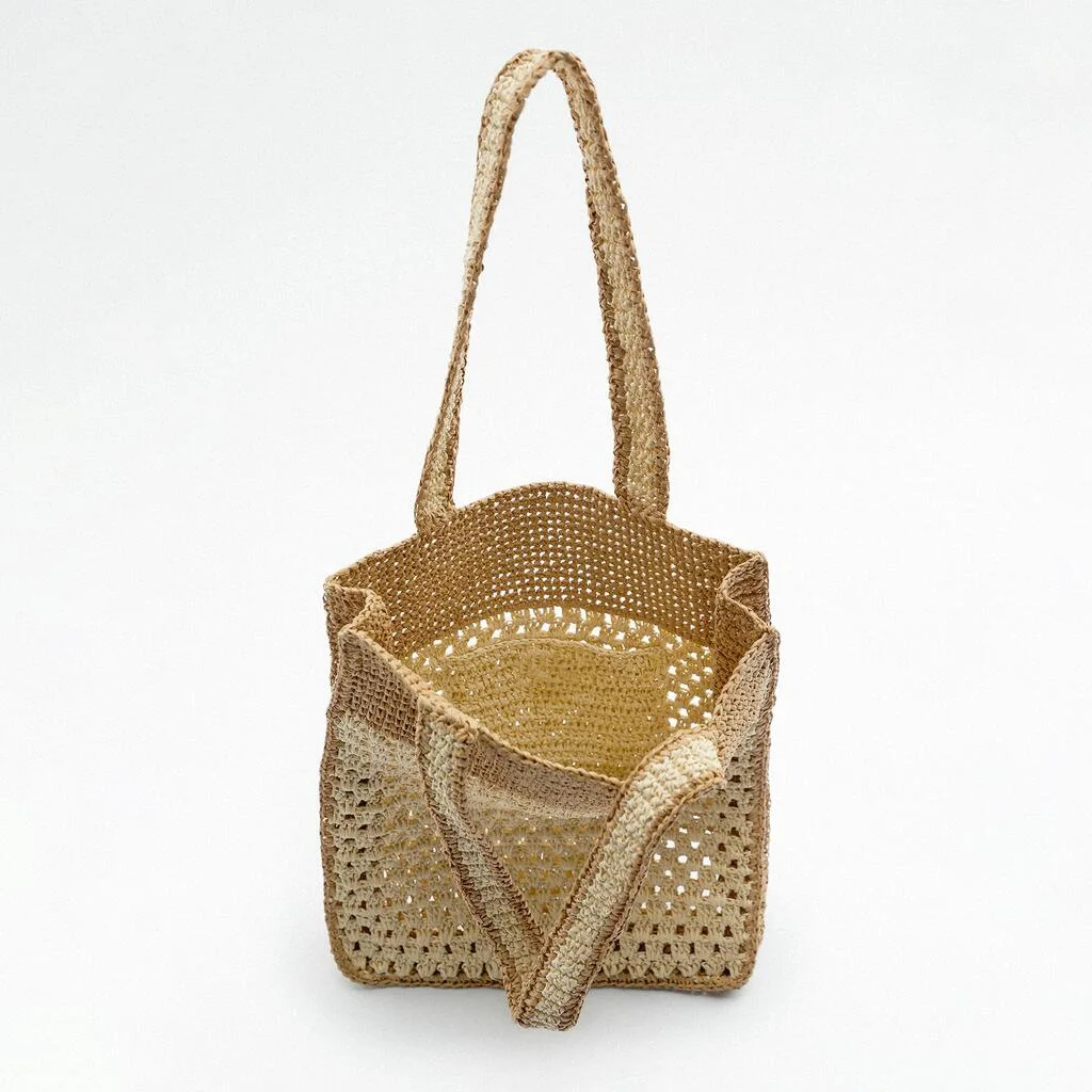 2022 New Arrival Summer Single Shoulder Bag Designer Hand Made Crochet Paper Straw Tote Beach Bag