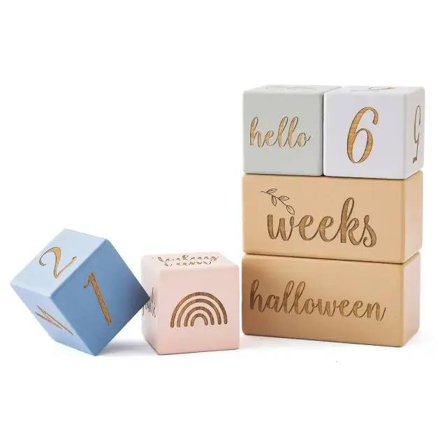 Newborn commemorative wooden square milestone baby birth month commemorative photo photography props