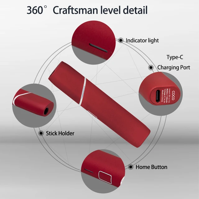 
Potable 1100 mAh Heat Not Burn 2020 Device Chargeable E Cigarette Kit Auto Clean 