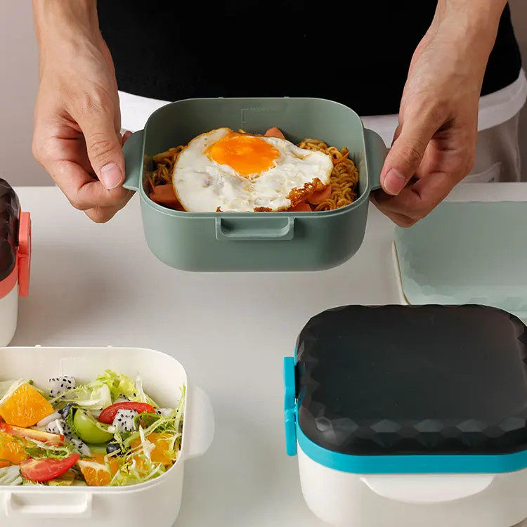 Japanese Rapid And Quick Plastic Soup Bowl Noodle Pot Ramen Cooker Ramen Bowl Bento Lunch Box With Lid Fork And Spoon