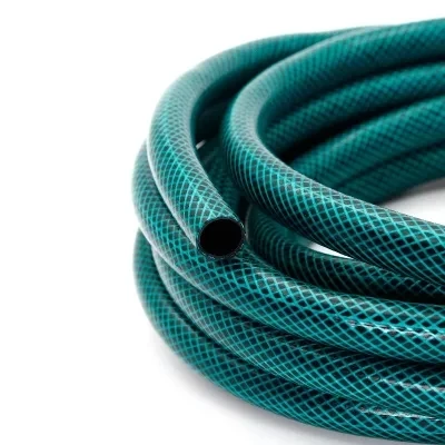 Зеленый усиленный пвх садовый водяной шланг с плетеной полиэфирной нитью