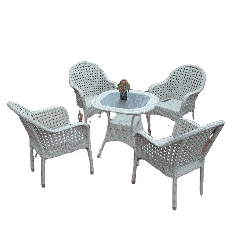 Outdoor Rattan Wicker Patio Furniture 4 Seater Garden Dining Table Chair Sets Sale