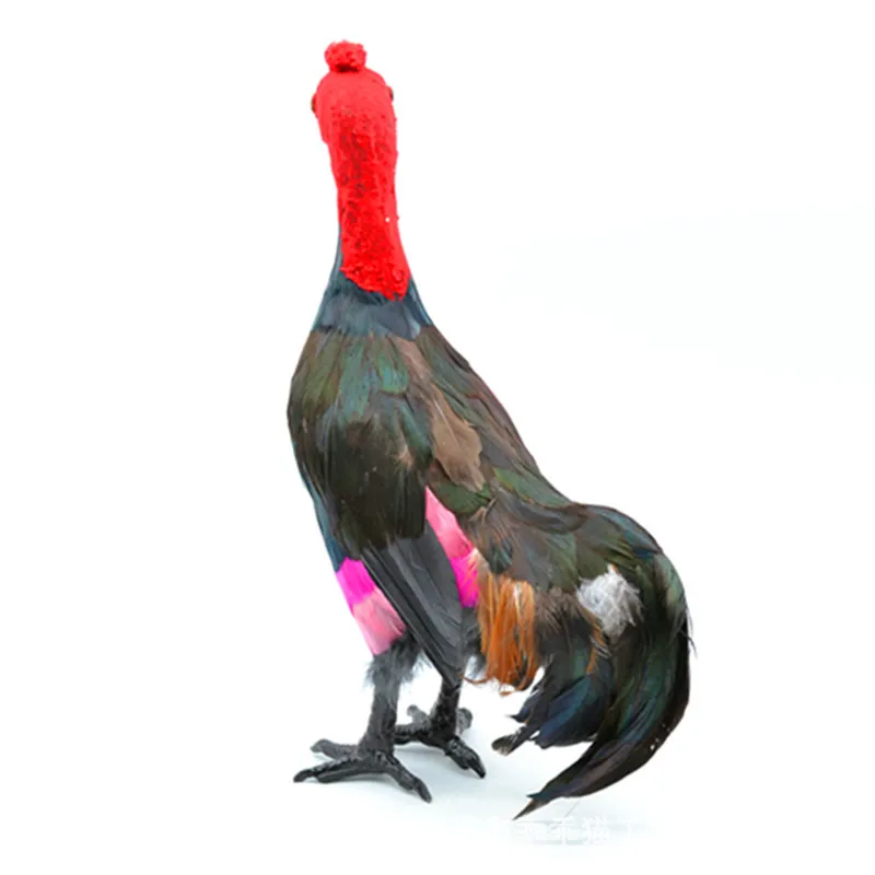 Feather Crafts Simulation Chicken Plastic Model Statue Fighting Cock Toy