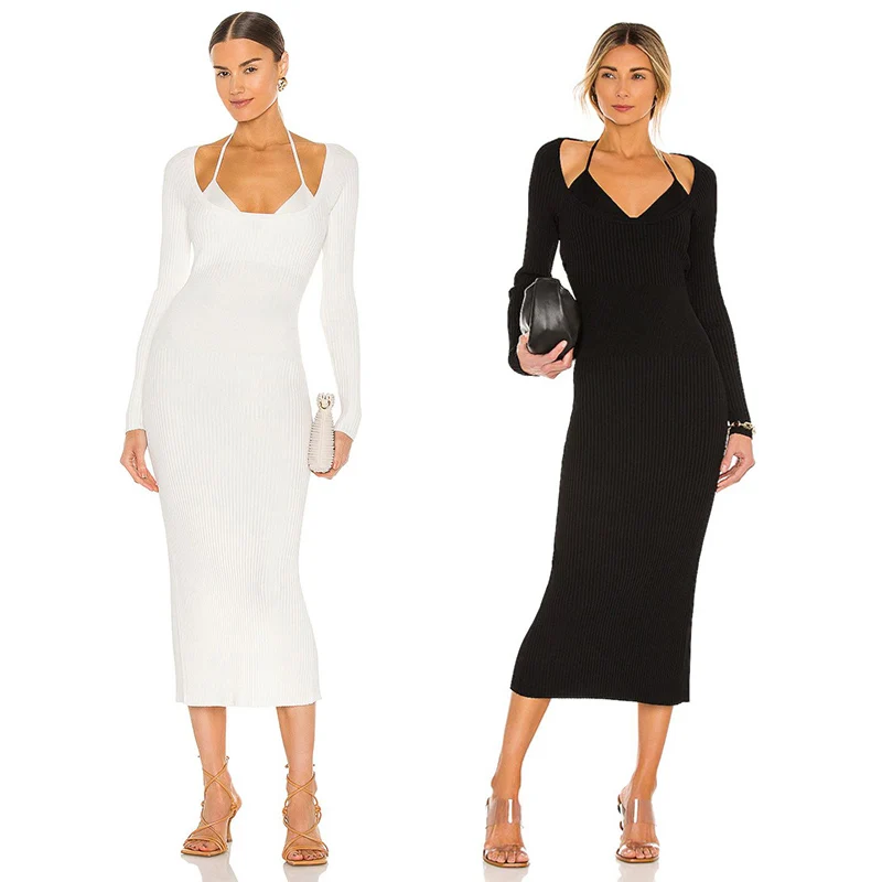 Sweater knit fabric tops fashionable dress cheap  plus size hot casual women tight dress