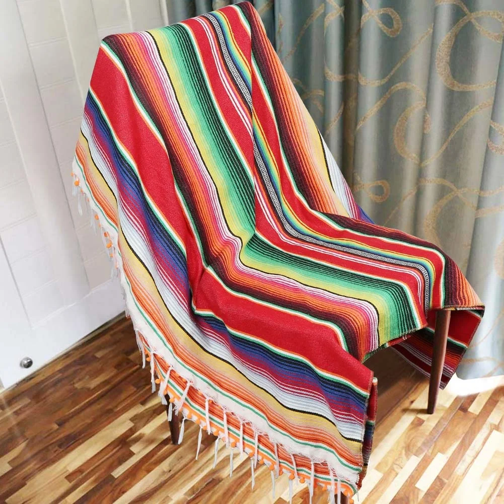 Mexican Serape Blanket Outdoor Table Cover Table Cloth Mexican Festival Large Square Cotton Woven 100% Polyester Modern Printed