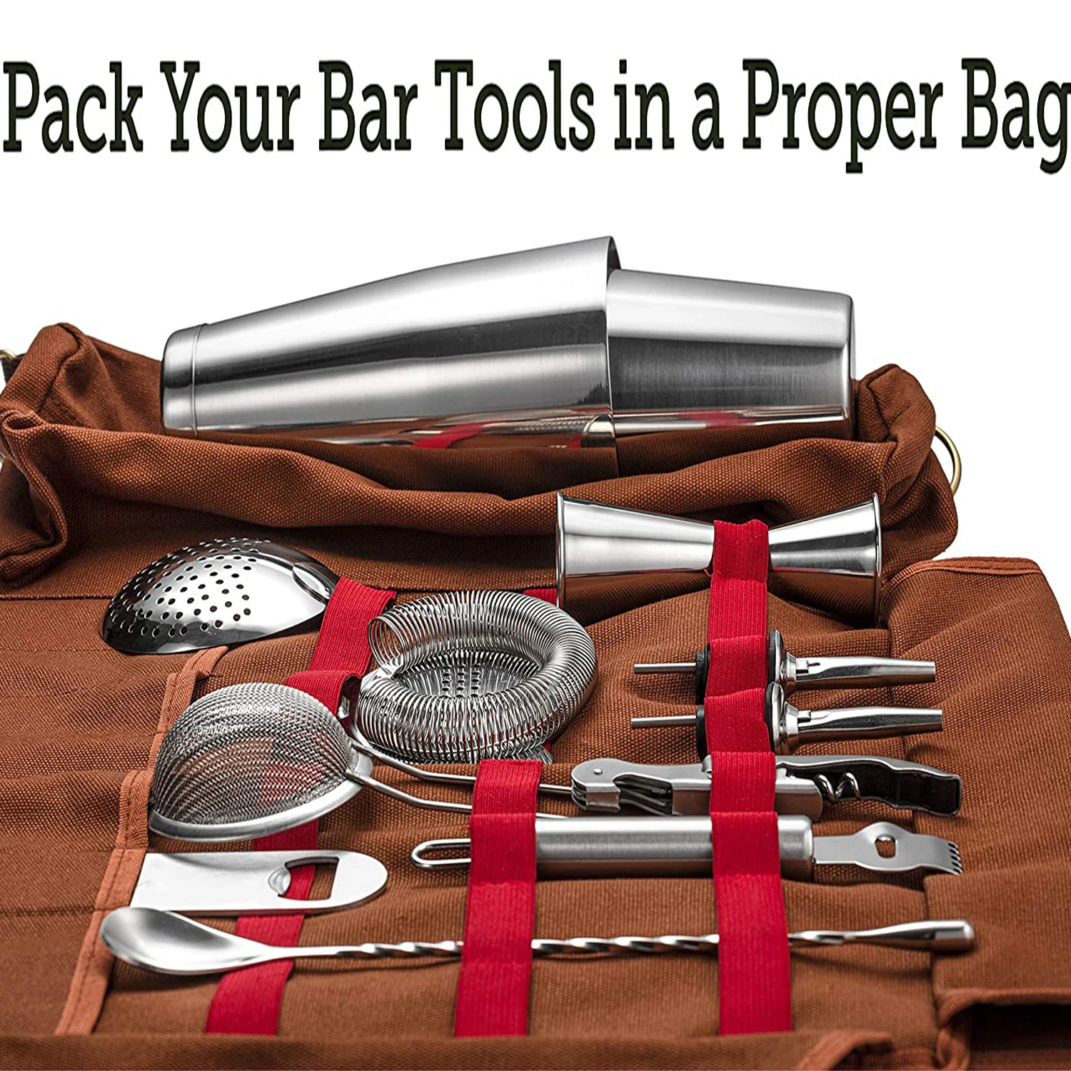 CAMOL factory price professional stainless steel boston shaker set bartender set bar tool with bag bar products