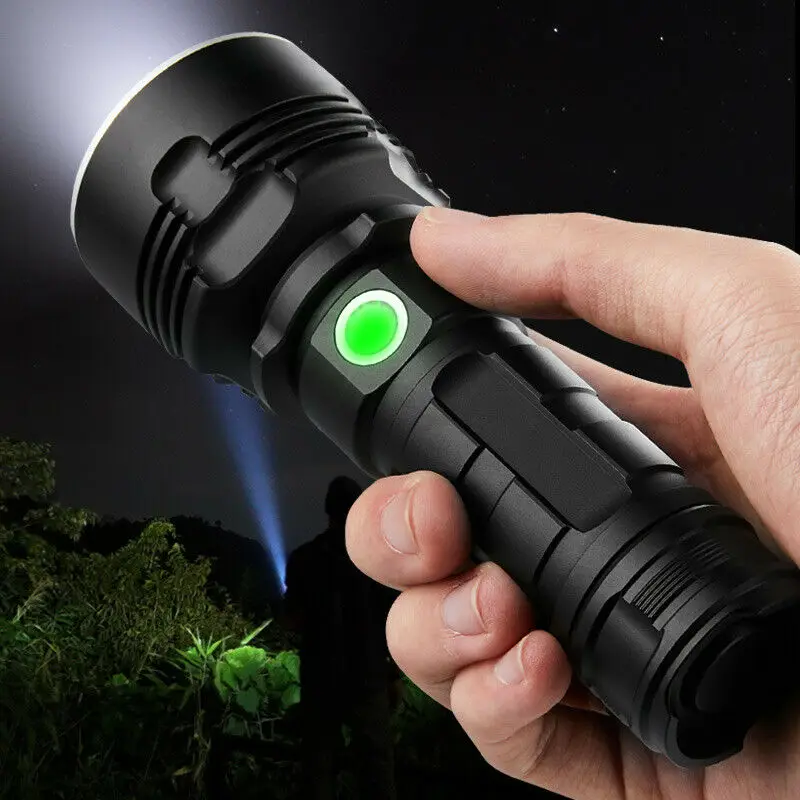  Фонарики XHP50 с регулируемым фокусом светодиодные перезаряжаемые через USB тактический для мастерской