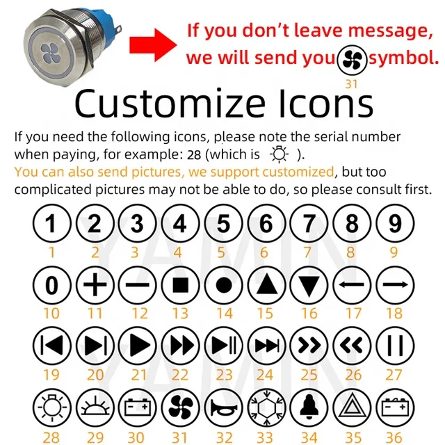 22mm 8 Pins Metal Push Button Switch 2C 2NO 2NC Momentary/Latching LED Power Light Waterproof Self-Locking