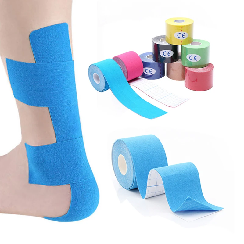 Профессиональная Фирменная нейлоновая липкая дышащая кинезиологическая лента Huafu с отверстиями для ног, лодыжки, колена, травм, восстановления, эластичная Спортивная кинезиологическая лента
