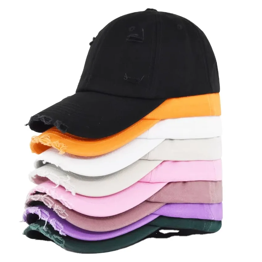 Fashion Washed Baseball Caps Vintage Design Curved Brim Sun Hat Unstructured  Soft Distressed Dad Hats