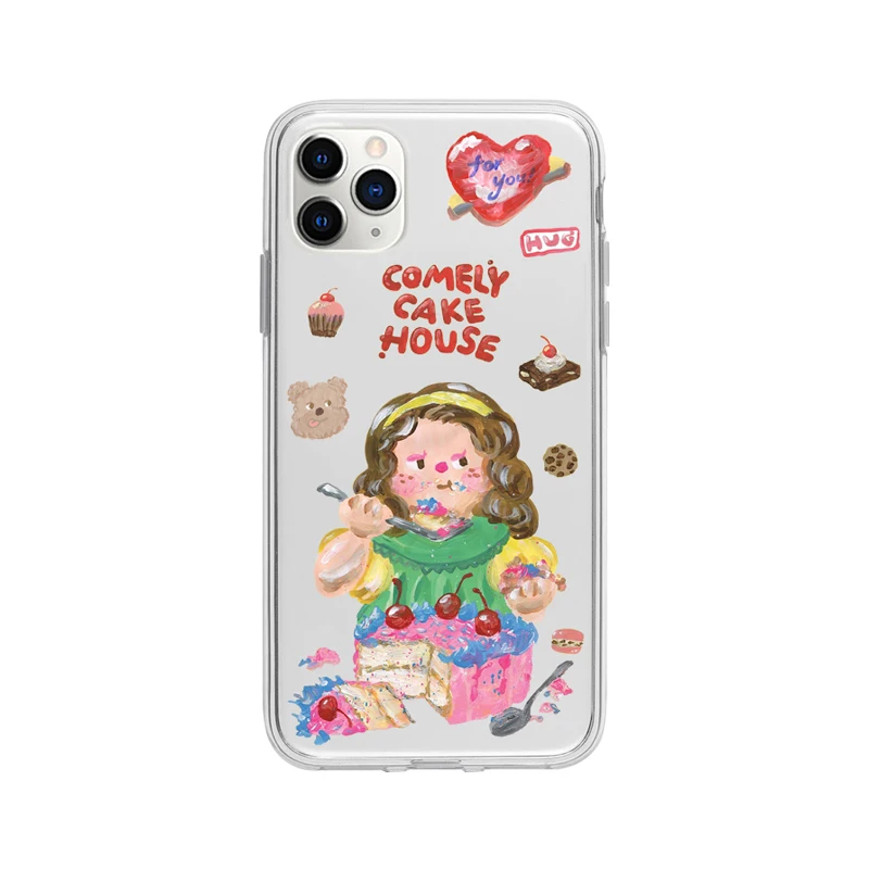 
High Quality Tpu Material Girl In Green Dress In Oil Painting Transparent Phone Case for i7 8 Plus SE2 X XS XR 11 PRO MAX 
