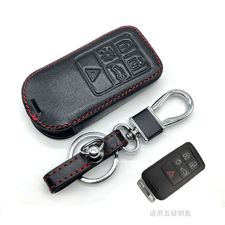 Leather Car Key Cover For Volvo XC70 XC60 V70 V60 S80 S60 V40 Keychain Holder Smart Keyless Remote Control Fobs Protector Cases