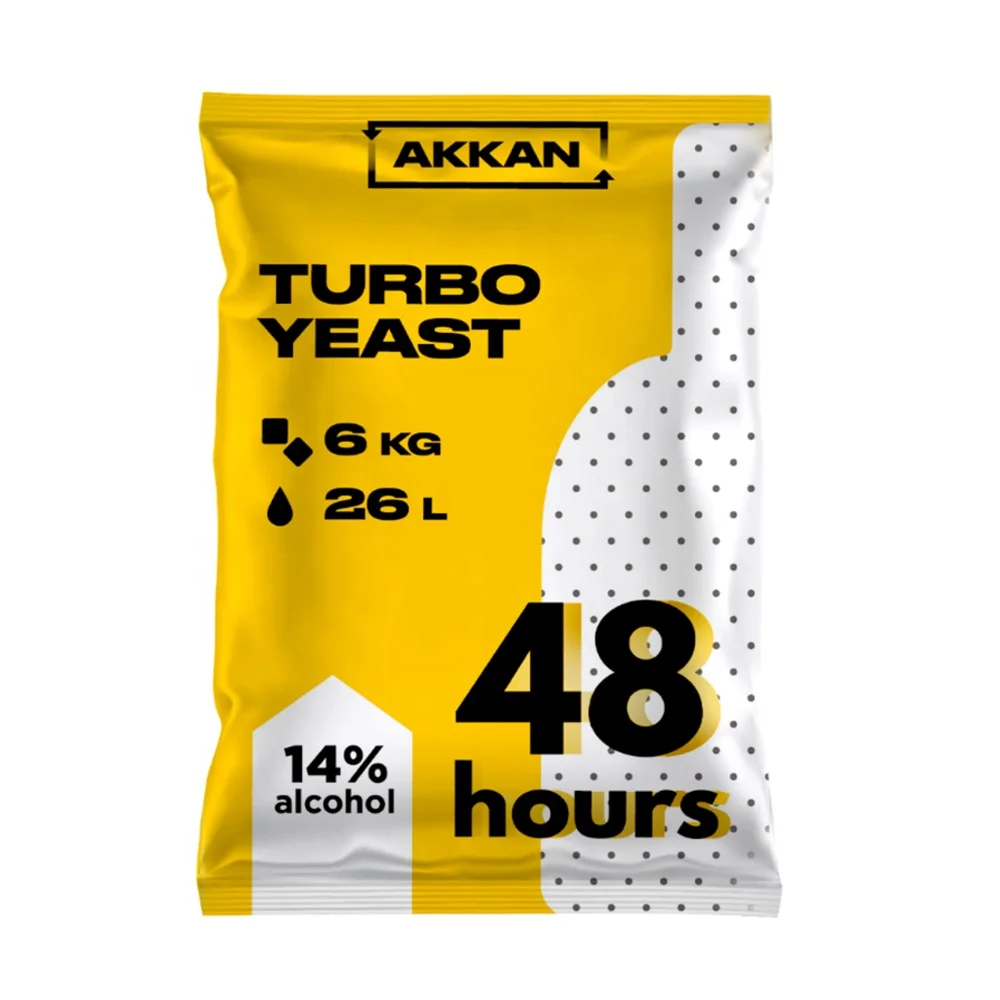 48 hours 0.5-25 kg 14% alcohol Turbo Yeast with vitamins/ alcoholic spirit yeast for for fermentation of fruit & sugar base