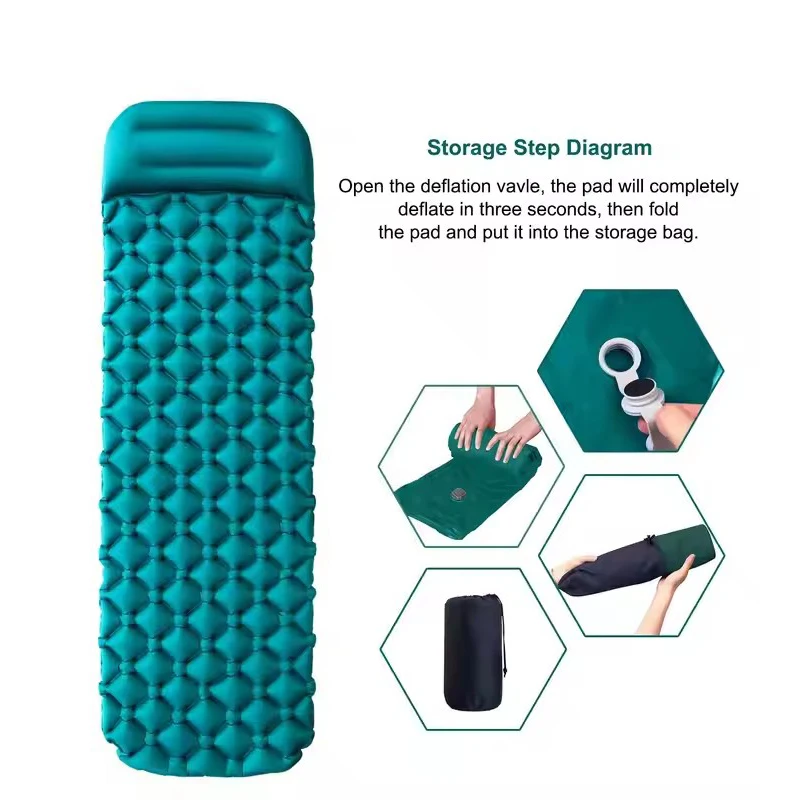 ultralight Double Sleeping Pad for Camping Upgraded Inflatable  with Pillow Camping Sleeping Mat for Backpacking Hiking