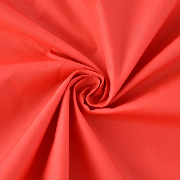 Wholesale red woven MOQ 5 meters downproof plain 40D 70g nylon fabric for quilt