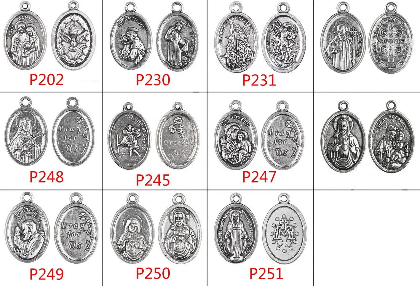 Religious Catholic Saints Medal Jesus Benedict Guardian Angel St Michael Holy Family  Metal  Charm  Pendant 25*16mm