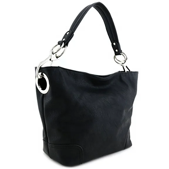 New Style Fashion Ladies Shoulder Bag Shopping Tote Bag Durable PU Leather Handbag With Big Snap Hook Zipper Closure