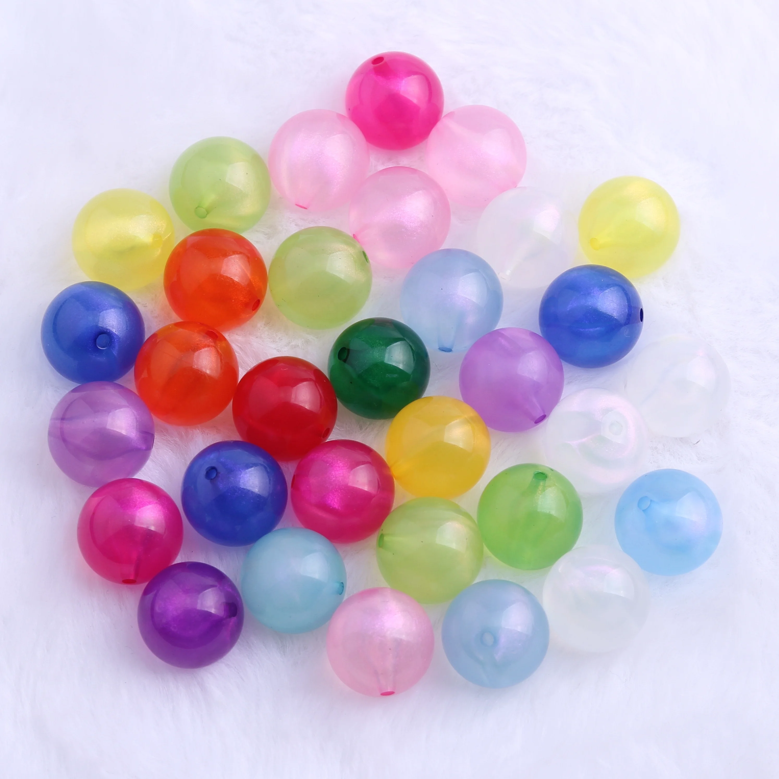 Wholesales New Fashion 20mm  Colorful Mix Jewelry Necklace  beads for Kids Acrylic Round Jelly Glitter Beads