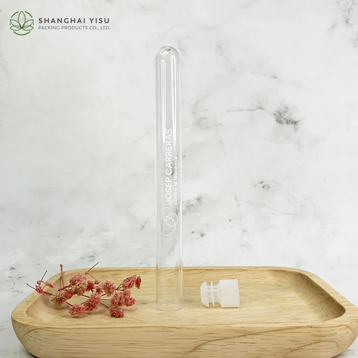 Wholesale packaging clear plastic Cork test tube with wood rack