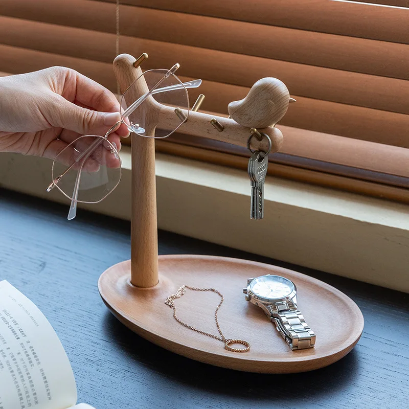 Entryway Storage Rack Tray Plate for Keys Home Decoration Solid Wood Rack Jewelry Storage Shelf Creative Perfume Tray Display