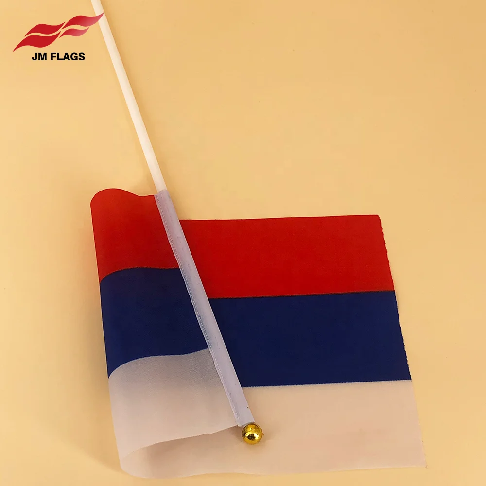 Wholesale Russia Hand Held Flags Hand Flag Decoration Polyester EURO CUP Russian Russia Stick Flags