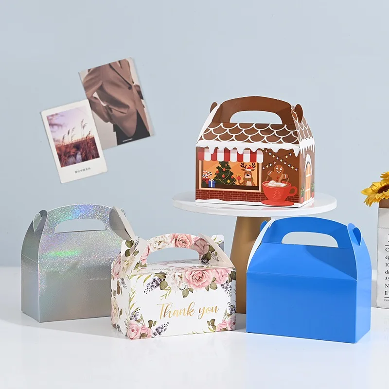 China Wholesale High Quality Foldable Cake Packaging Box Candy Paper Cardboard Box With Handle