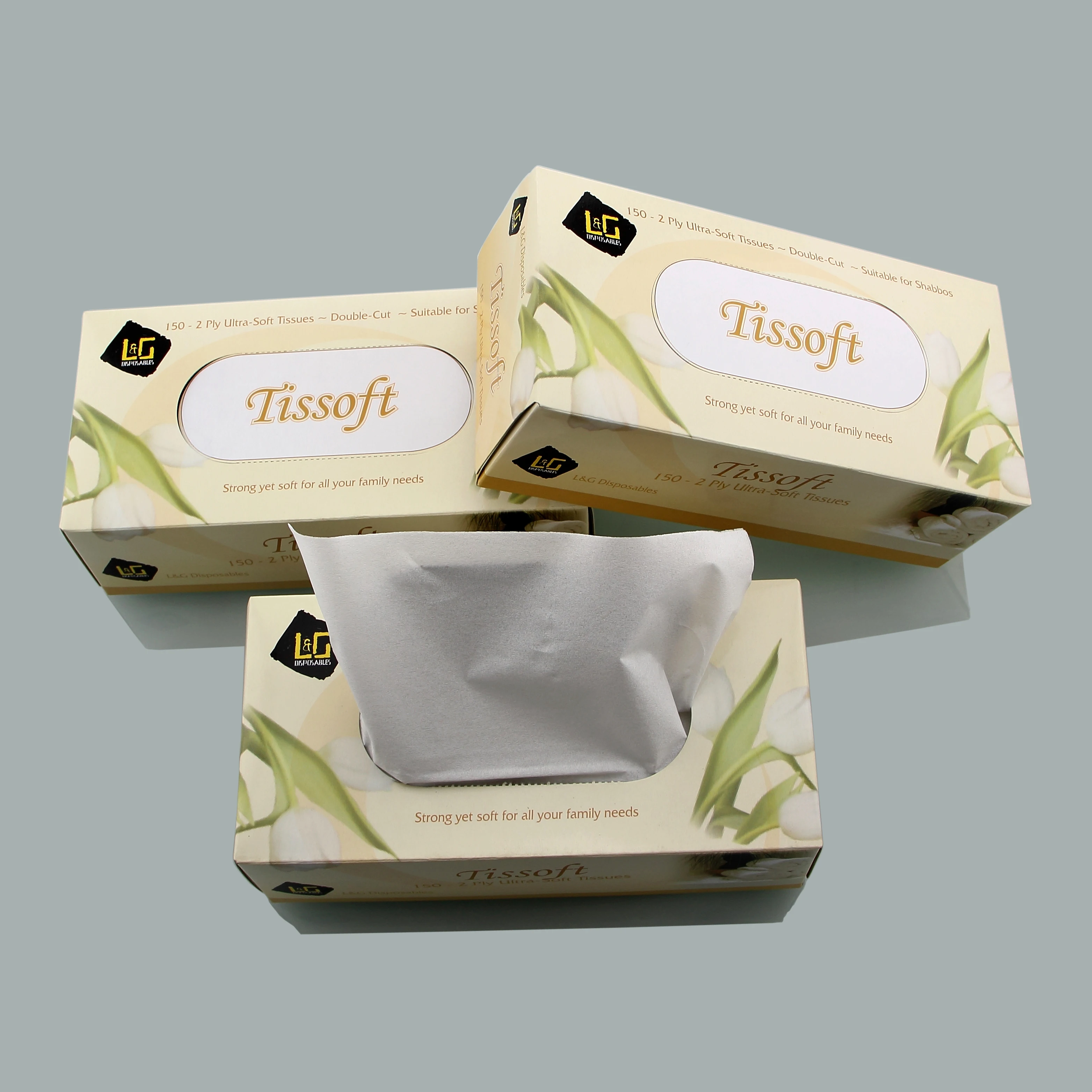 Flat box facial tissue Soft tissue box Bioderadable and Compostable facial tissue