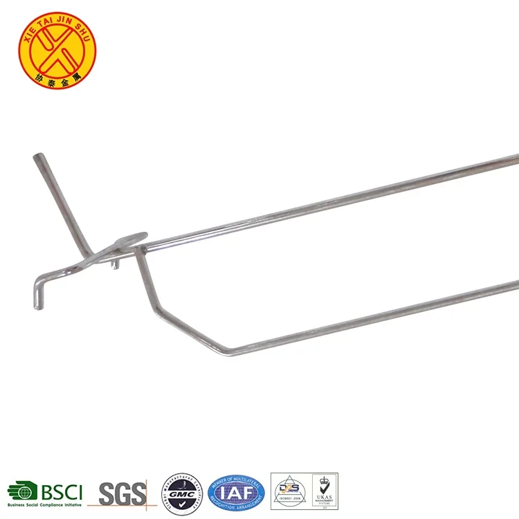 Special Design Stainless Steel Metal Double Line Slatwall Chrome Plating Hooks