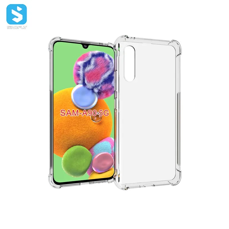 Мягкий ТПУ чехол для телефона прозрачный силиконовый Samsung A90 5G бронированный сотового