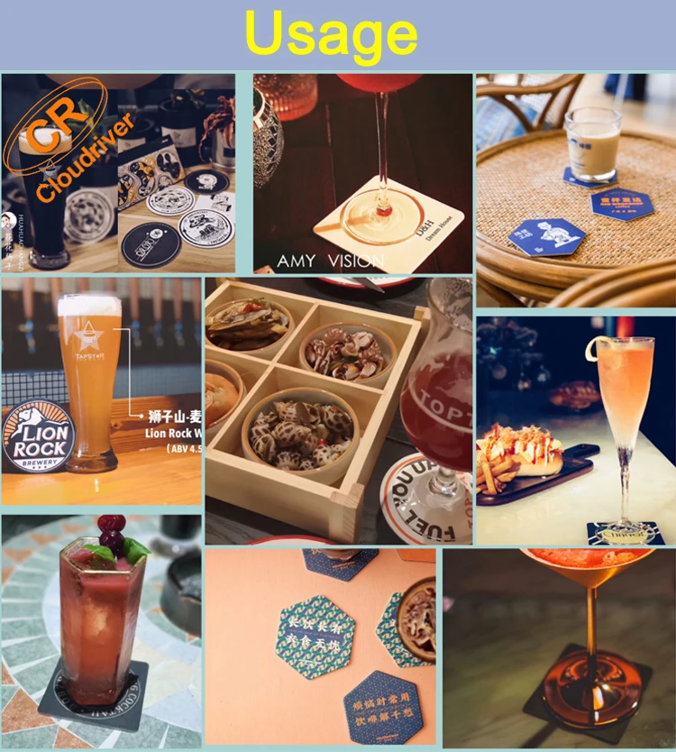 Custom Logo Printed Drink Cardboard Coaster Absorbent Paper Coaster For Hotel / Home / Bar
