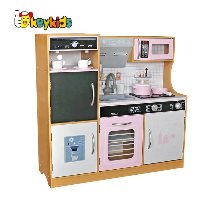 Комплект игрушек для ролевых игр, большая Деревянная Кухонная игрушка с холодильником W10C718D