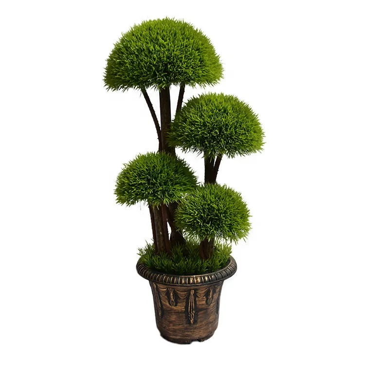 3Ft Garden Supplies Plastic UV Protected Faux Real Topiary Green Plant Bonsai Artificial Tree Potted for Garden Door Decor