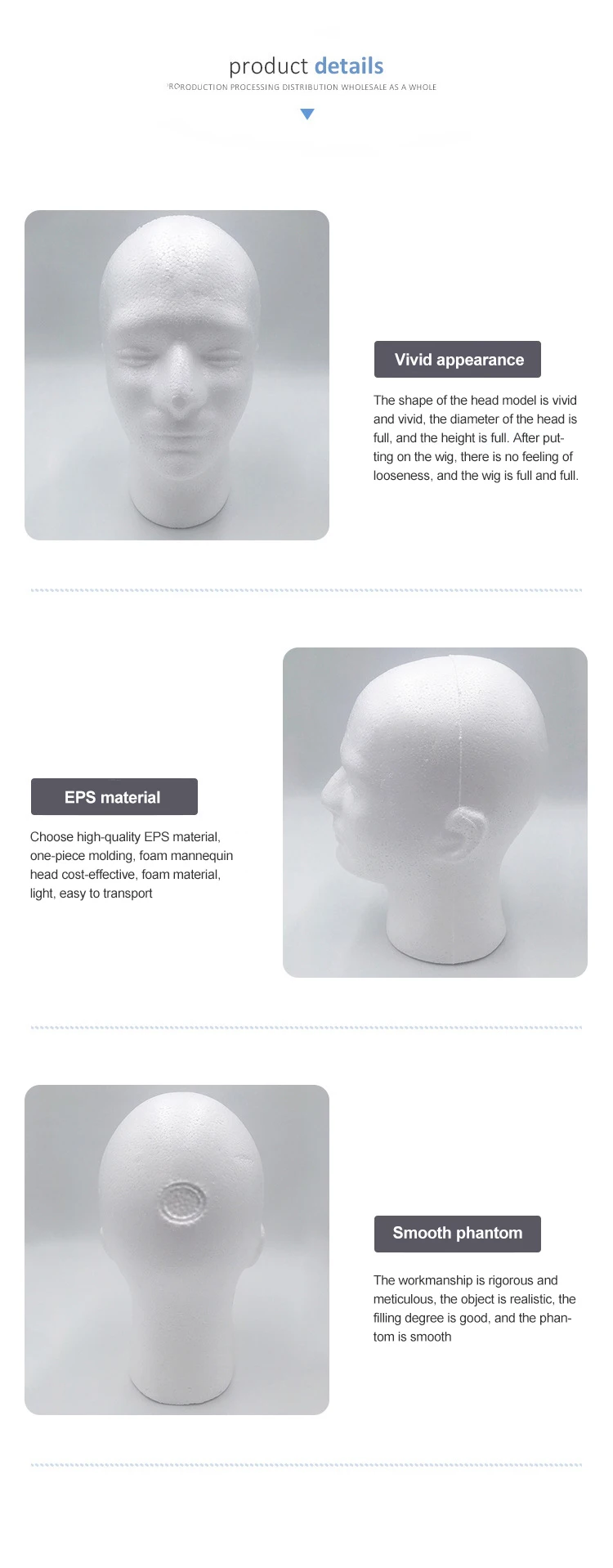 Wholesale Mannequin European and American Cheap foam  head model hair mannequin model head