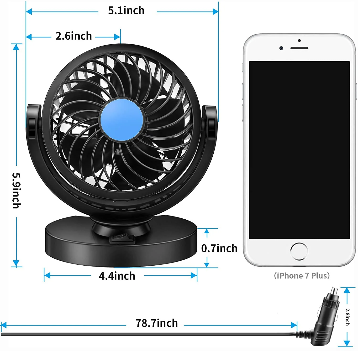 High Performance Energy Saving 360 Degree Rotating One Headed Fan 12v Dc Car Electric Fan Desk 12 Volt Dc Cooling Fans Car