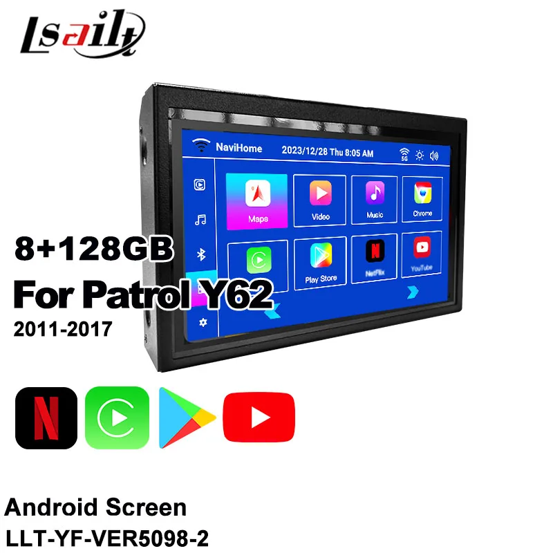 Lsailt 8+128GB 8 Inches Android Car Multimedia HD Screen for Nissan Patrol Armada 2011-17 Video Interface with Wireless CP +AA